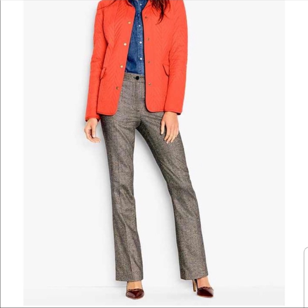 Talbots taupe Tweed Raleigh career pants 12P new light academia